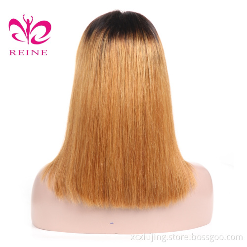 REINE Blonde Ombre Davirgin Russian Hair Lace Front Wig with Dark Root Balayage Wig Human Hair double drawn human hair wigs